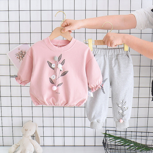 Floral Printed Sweatshirts & Pants for Toddler Girl
