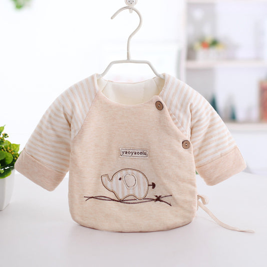 Unisex Cotton Baby Half-Back Thickened Anti-Wet Jacket Elephant Style One-Piece Top 0-3 months