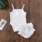 New 2PCS Baby Girl Clothes Knitted Crop Tops + Shorts Pants Outfits 0-3 months