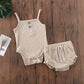 New 2PCS Baby Girl Clothes Knitted Crop Tops + Shorts Pants Outfits 0-3 months