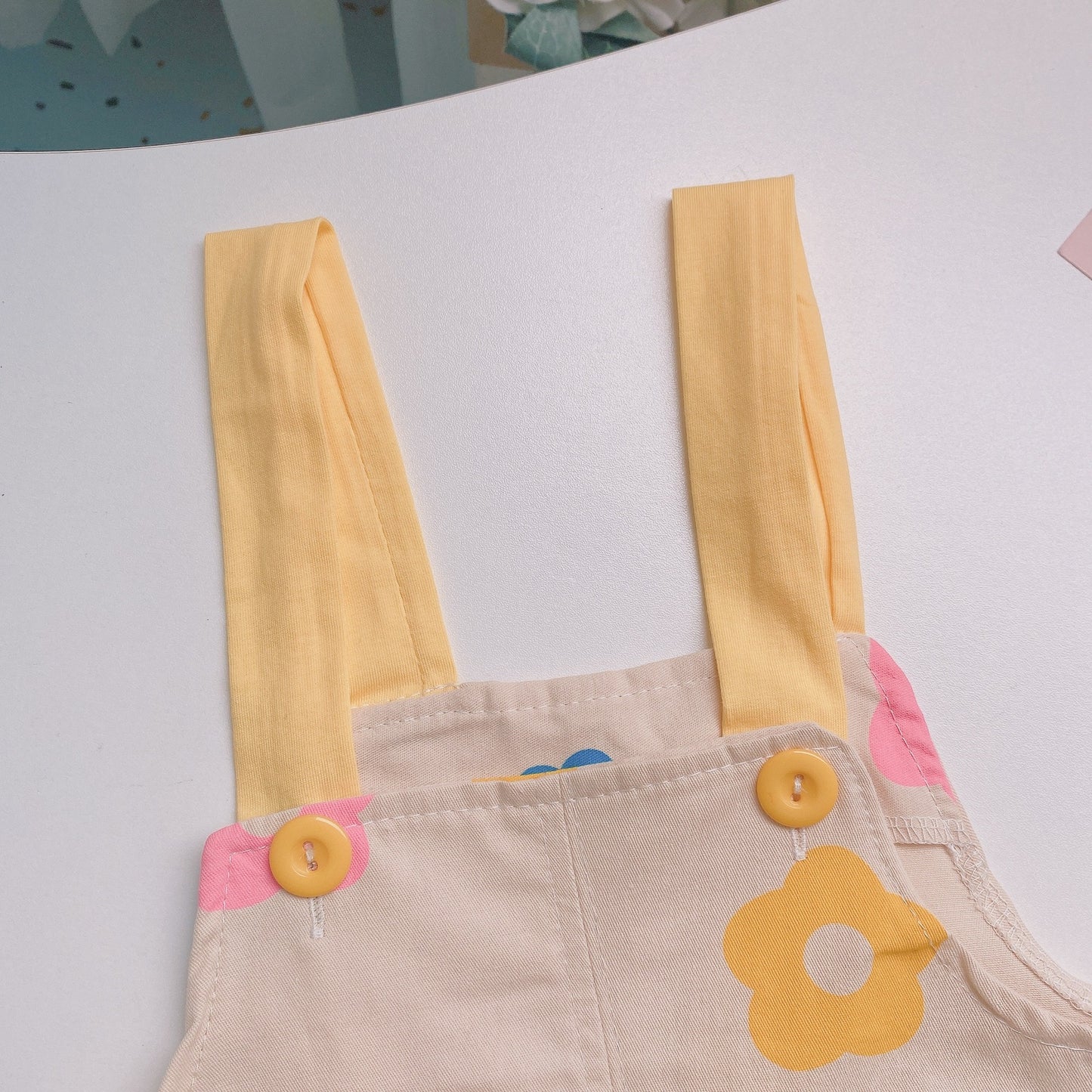Floral Dungaree Dress 2 Color Orange and Yellow for 6m to 2.5 Years