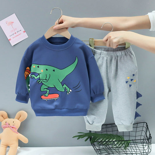 Cartoon Dinosaur Sweater with Pants Casual Sports Clothing