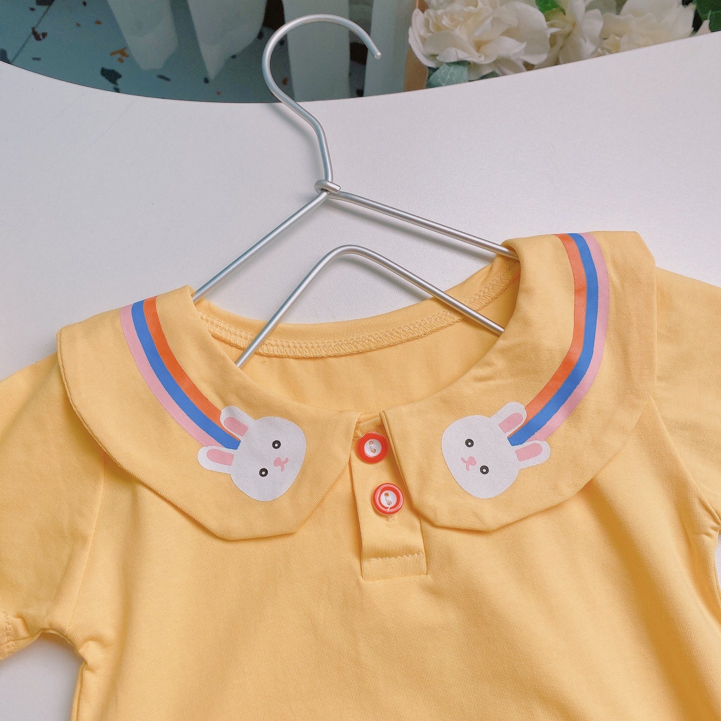 Floral Dungaree Dress 2 Color Orange and Yellow for 6m to 2.5 Years