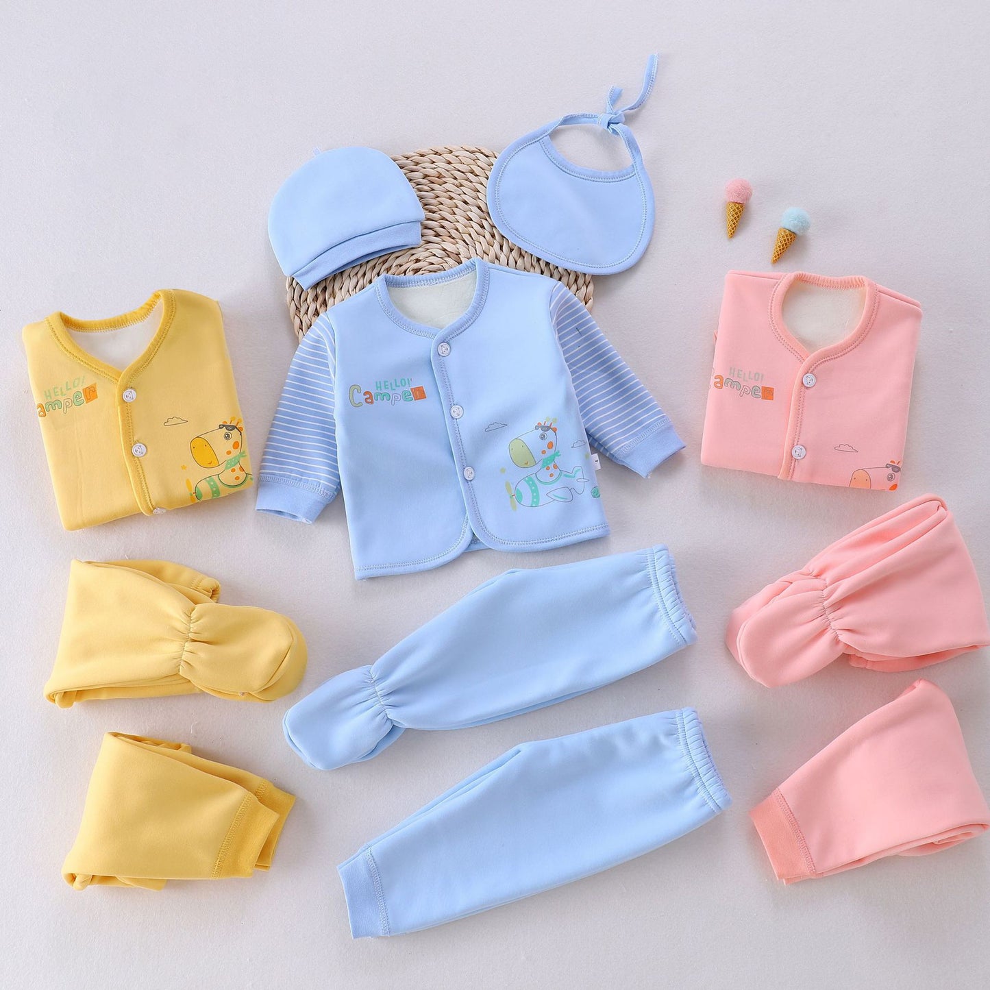 Unisex New Born Baby Pure & Soft Cotton 5 Piece Clothing Winter Set