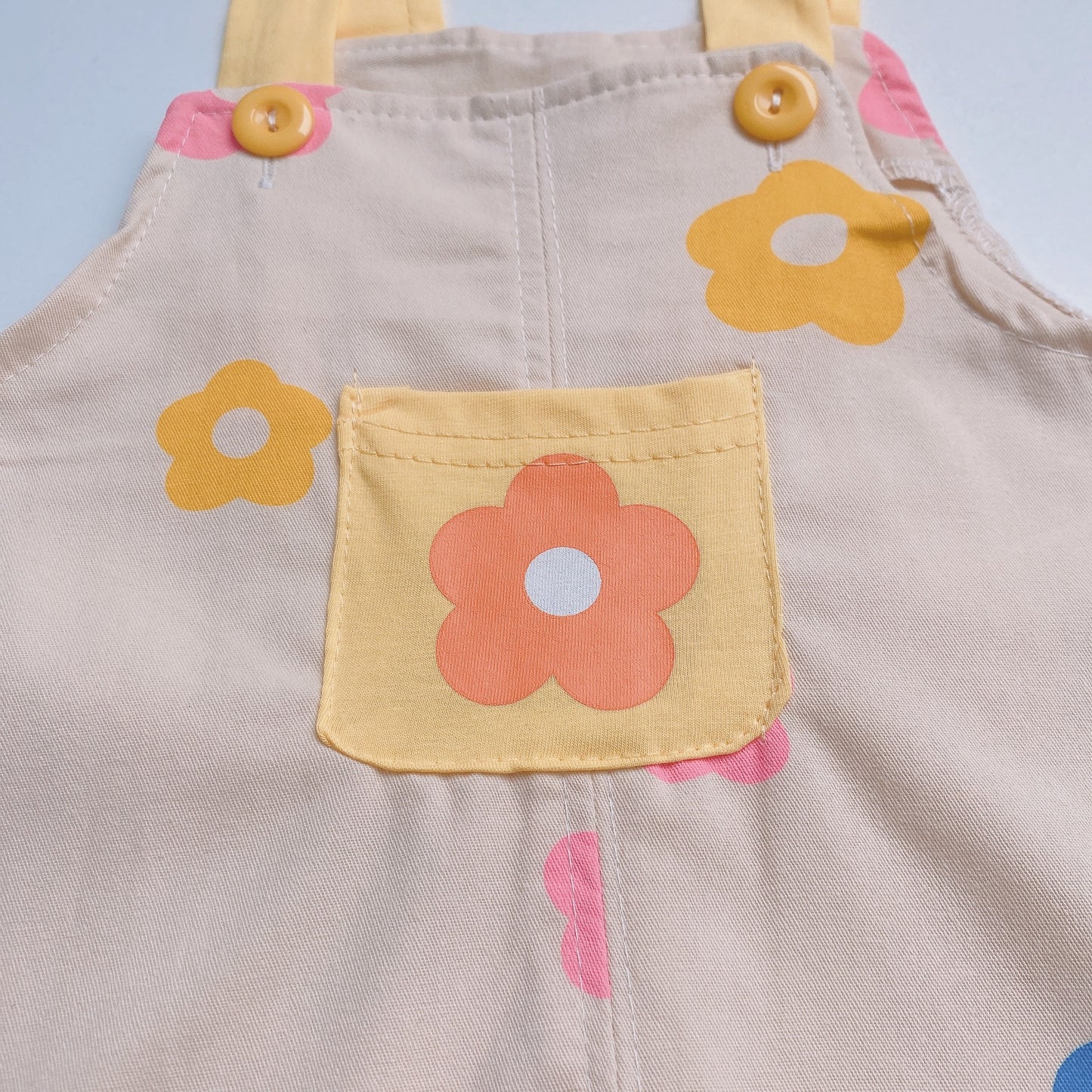 Floral Dungaree Dress 2 Color Orange and Yellow for 6m to 2.5 Years