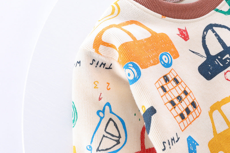 Long Sleeves Car printed Clothing Set