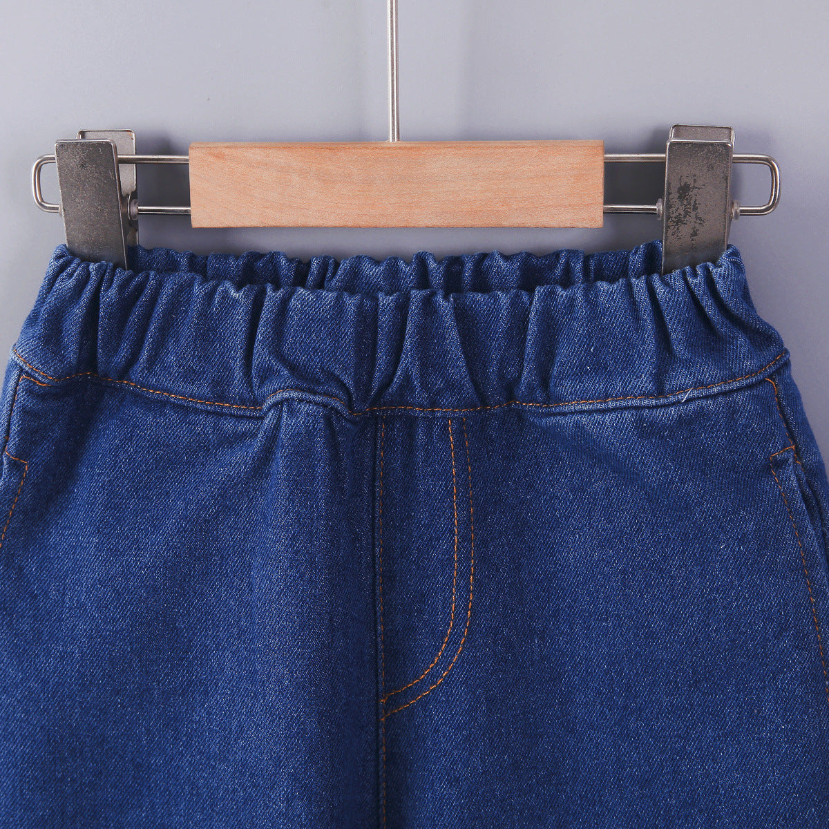 Unisex Baby Elastic Waist Blue Denim Pants