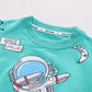 Little Astronaut Light Green Printed Sweatshirt and Jeans pants