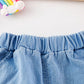 Giraffe Printed Round Neck Shirt With Cotton Jeans Shorts For Kids