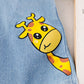 Giraffe Printed Round Neck Shirt With Cotton Jeans Shorts For Kids