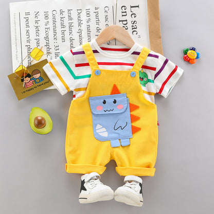 Summer Three-dimensional dinosaur overalls two-piece set of Kids Dress.