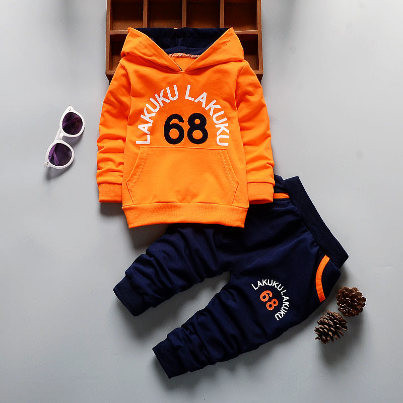 Unisex Hooded Tracksuit Set - Orange