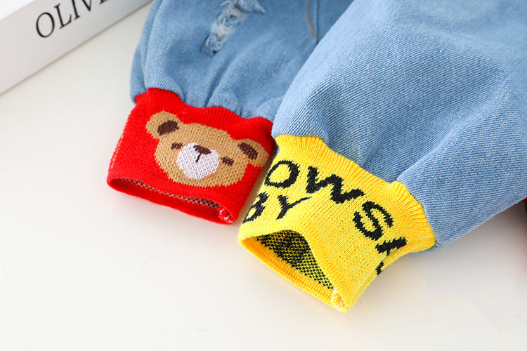 Unisex Bear Decoration Long Sleeve T-Shirt Pants 2pcs Set for 6m-4years