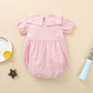 Newborn Baby Girls Short Sleeve Pink/Maroon Solid Linen Romper 6-12 months