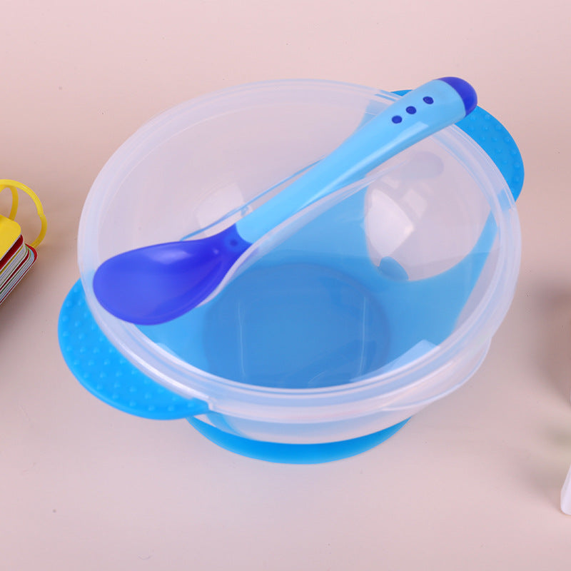 Baby Bowl Set With temperature Sensing Spoon With Suction Cup, Training Baby Bowl Set Suction Bowl