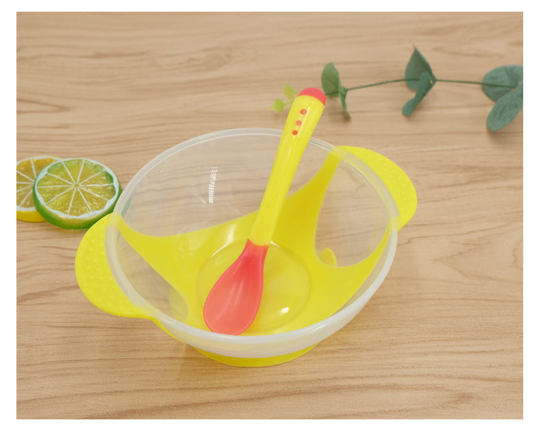 Baby Bowl Set With temperature Sensing Spoon With Suction Cup, Training Baby Bowl Set Suction Bowl