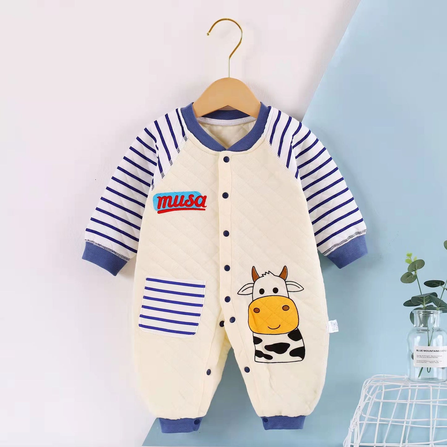 NewBorn Jumpsuit Autumn/Winter Comfortable Three-Layer Warm Romper 0-9 Months