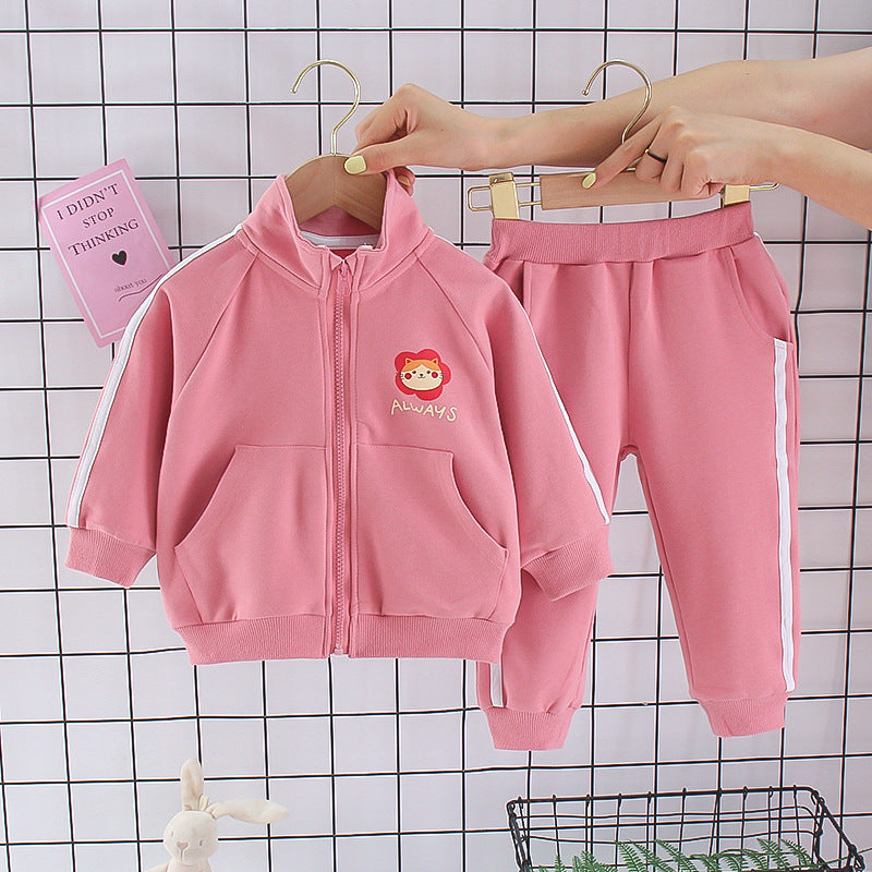 Girls Sport Suit Long Sleeve Zipper Sweatshirt with Pant