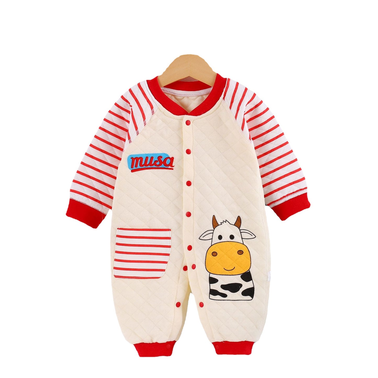 NewBorn Jumpsuit Autumn/Winter Comfortable Three-Layer Warm Romper 0-9 Months