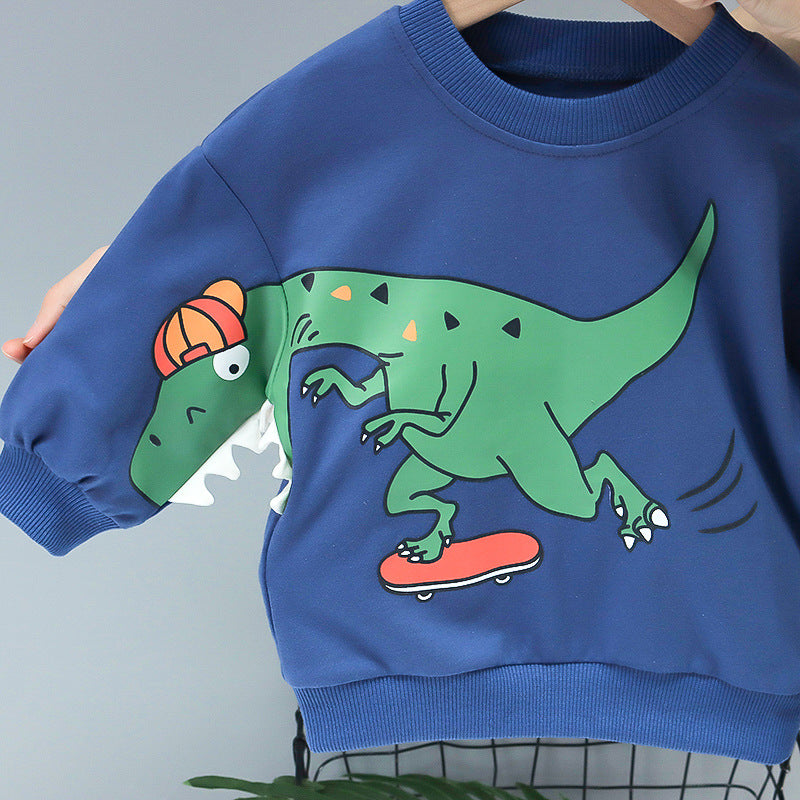 Cartoon Dinosaur Sweater with Pants Casual Sports Clothing