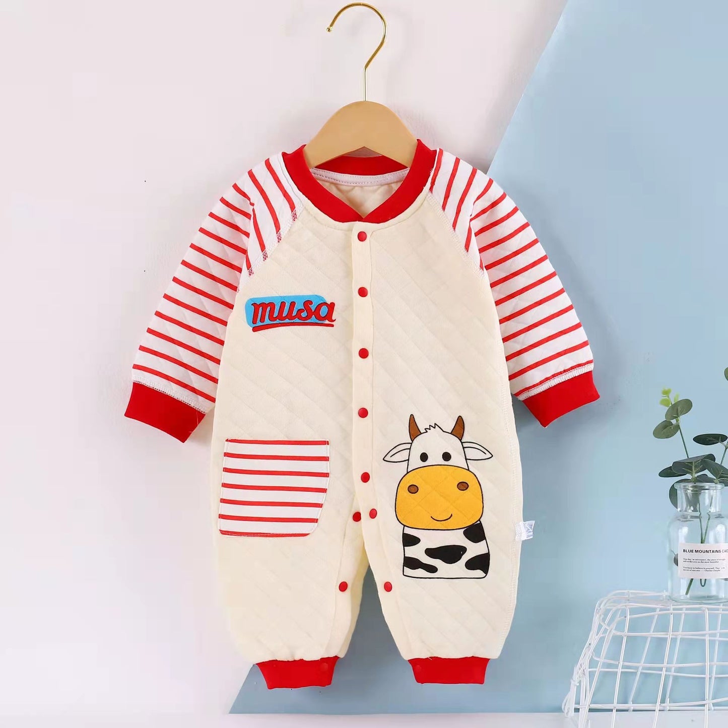 NewBorn Jumpsuit Autumn/Winter Comfortable Three-Layer Warm Romper 0-9 Months